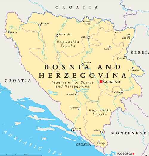 USCPAHA map of BOSNIA & HERZEGOVINA